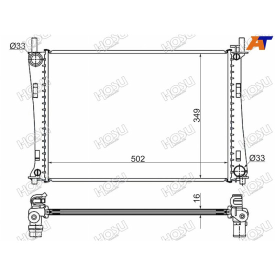 Радиатор FORD FUSION/FIESTA 1.25/1.4/1.6 01-08/MAZDA 2 1.3/1.4/1.6 02- HOSU