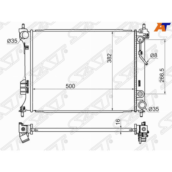 Радиатор HYUNDAI I20 1.2/1.4/1.6 09-/KIA VENGA 1.4/1.6 10- SAT