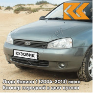 Бампер передний в цвет кузова Лада Калина 1 (2004-2013) люкс 650 - Совиньон - Серо-зеленый