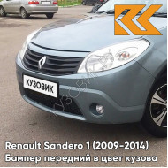 Бампер передний в цвет кузова Renault Sandero 1 (2009-2014) RNZ - BLEU ELECTRIQUE - Серо-голубой